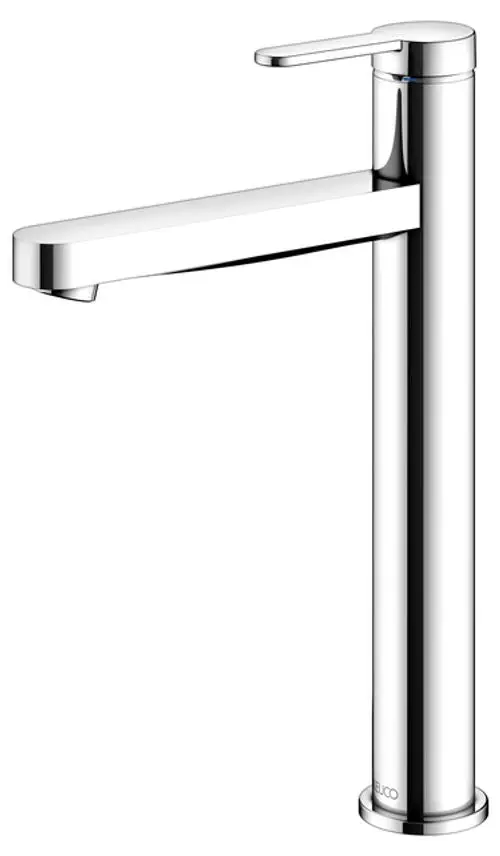 Hochwertiger Mischbatterie von Keuco mit schlanker, gerader Form und glänzender Chrom-Oberfläche, geeignet für moderne Waschbecken.